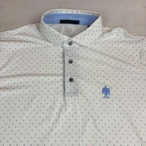 Greyson Polo Shirt Mens L White Polka Dot Stretch Golf Performance Short Sleeve